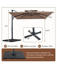 Gymax 10Feet Patio Cantilever Umbrella with 360-Degree Rotation 8 Sturdy Ribs Air Vent for Pool