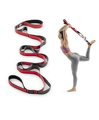 Sunny Health and Fitness Premium Yoga Stretch Strap with 8 Individual Grip Loops
