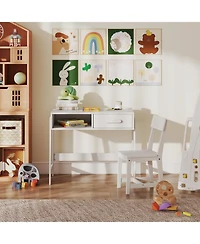 Gouun Kids Desk and Chair Set with Storage Drawer and Hutch