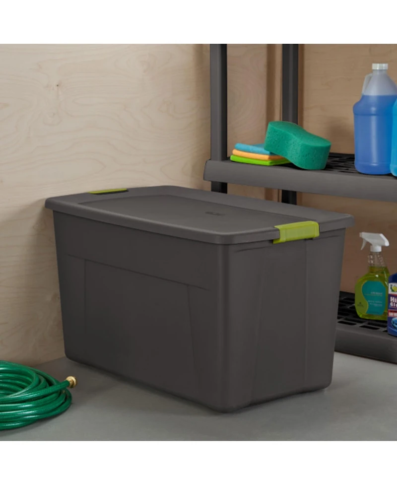 Sterilite 35 Gallon Storage Tote Box with Latching Container Lid, Gray (4 Pack)