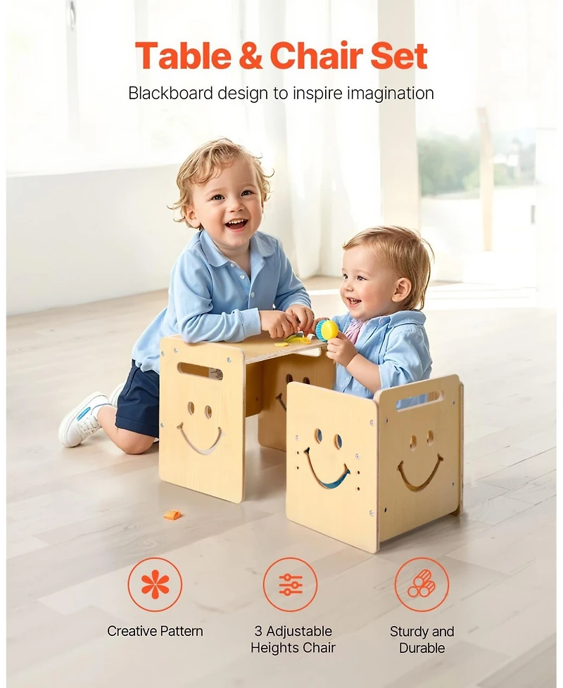 Gouun Montessori Weaning Table and Chair Set with Chalkboard