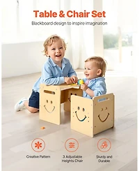 Gouun Montessori Weaning Table and Chair Set with Chalkboard