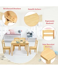 Gouun 5 pcs Kids Pine Wood Table Chair Set