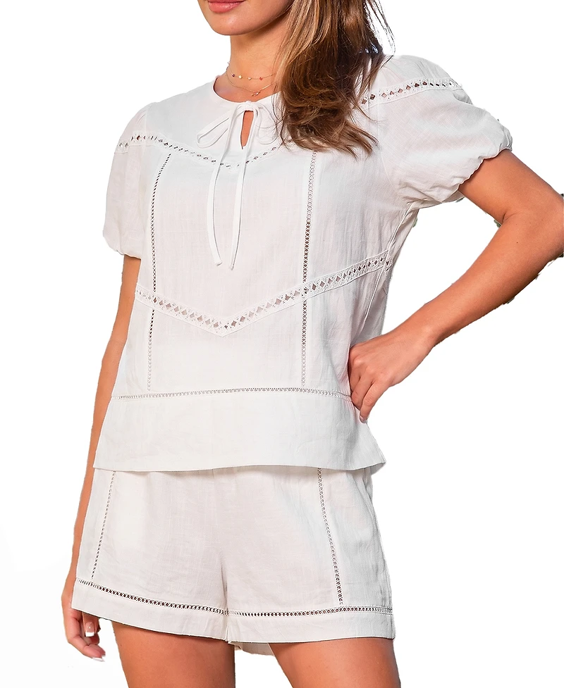 Cupshe Women's Lace-Trim Short Set