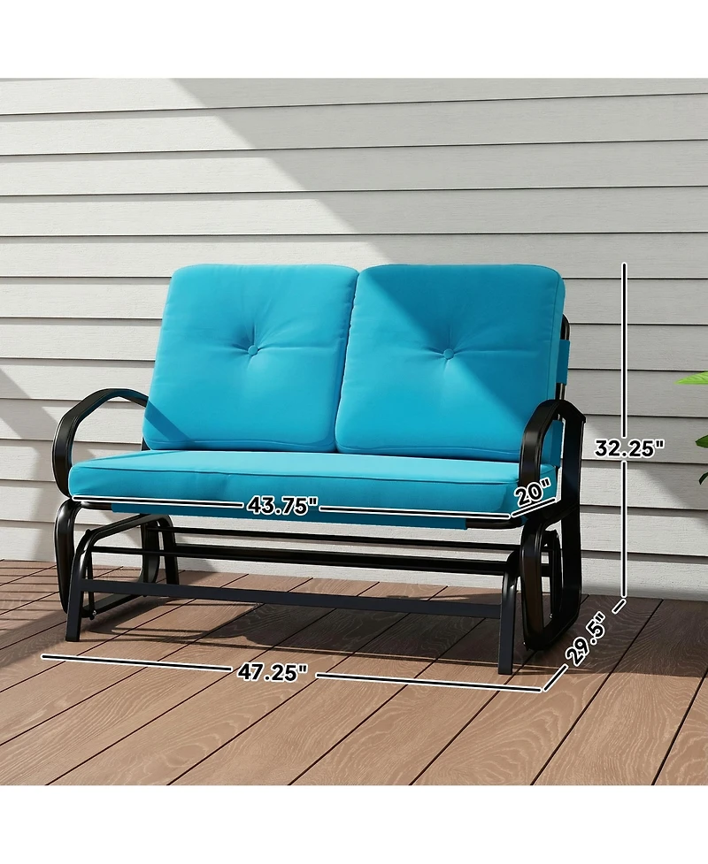 Outsunny 2-Person Outdoor Glider Bench with Cushions,
