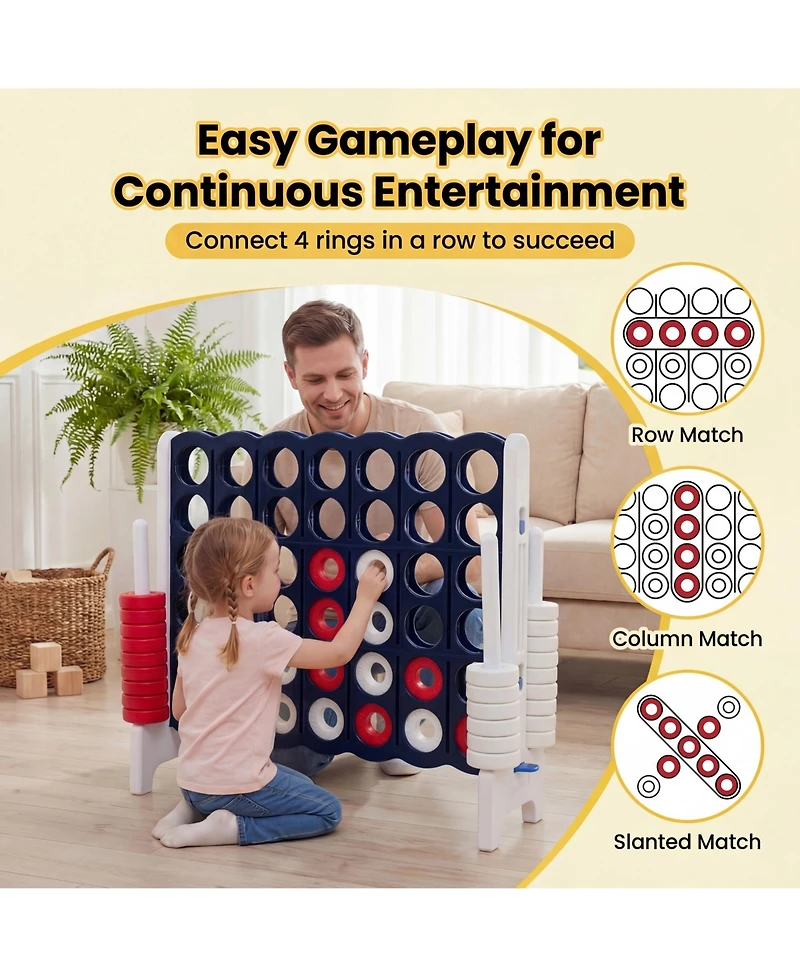 Costway Jumbo 4-to-Score 4 in A Row Board Game Set Outdoor Indoor Kids Adults Family Fun