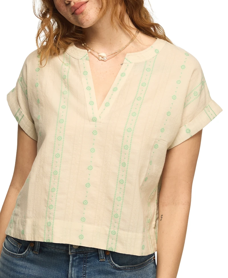 Lucky Brand Women's Novelty Popover Short-Sleeve Shirt