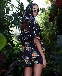 Avec Les Filles Women's Printed Tassel Drawstring Shorts