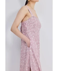 Reistor Women's Perfect Floral Maxi with Tapered Straps Pink