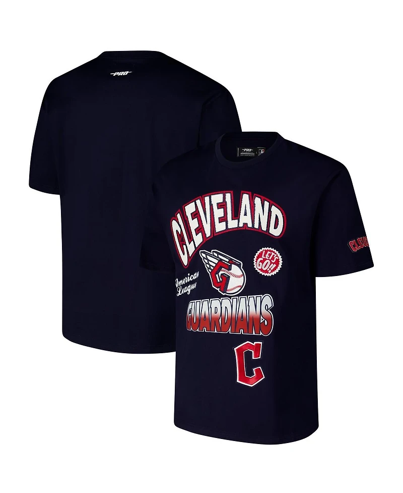 Pro Standard Men's Navy Cleveland Guardians Turn It Up Dropped Shoulder T-Shirt