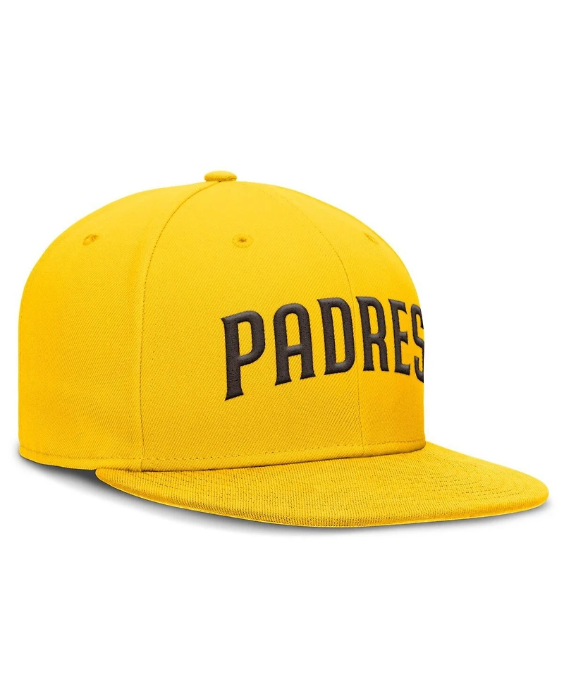 Nike Men's Gold San Diego Padres Wordmark Dri-fit Round Bill True Fitted Hat