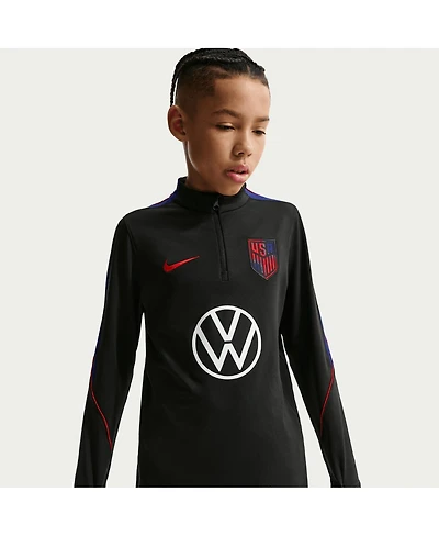 Nike Big Boys and Girls Black Usmnt 2026 Strike Dri-fit Long Sleeve Quarter-Zip Drill Top
