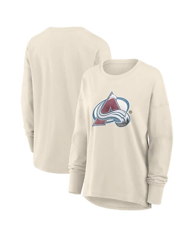 Fanatics Women's Cream Colorado Avalanche Distressed Logo Long Sleeve T-Shirt