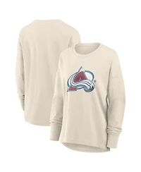 Fanatics Women's Cream Colorado Avalanche Distressed Logo Long Sleeve T-Shirt