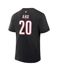 Fanatics Men's Sebastian Aho Black Carolina Hurricanes Authentic Stack Name Number T-Shirt