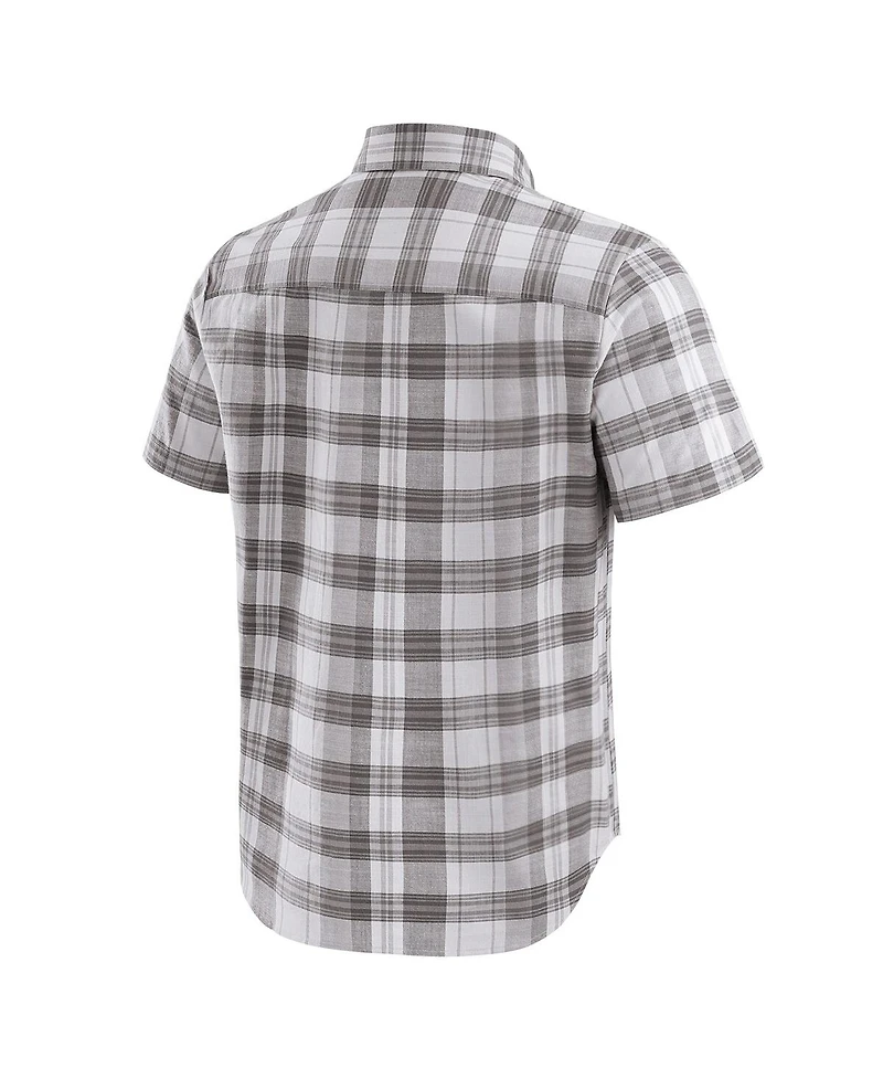 Fanatics Men's Gray Minnesota Vikings Team Plaid Short Sleeve Full-Snap Shirt