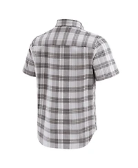 Fanatics Men's Gray Minnesota Vikings Team Plaid Short Sleeve Full-Snap Shirt