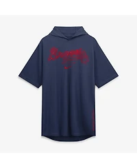 Nike Men's Navy Atlanta Braves Arched Wordmark Tri-Blend Hooded T-Shirt