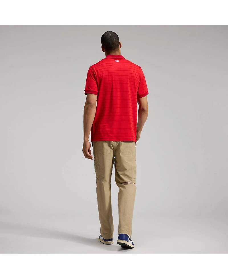 Nike Men's Red Texas Rangers Authentic Collection Striped Victory Dri-fit Polo Shirt