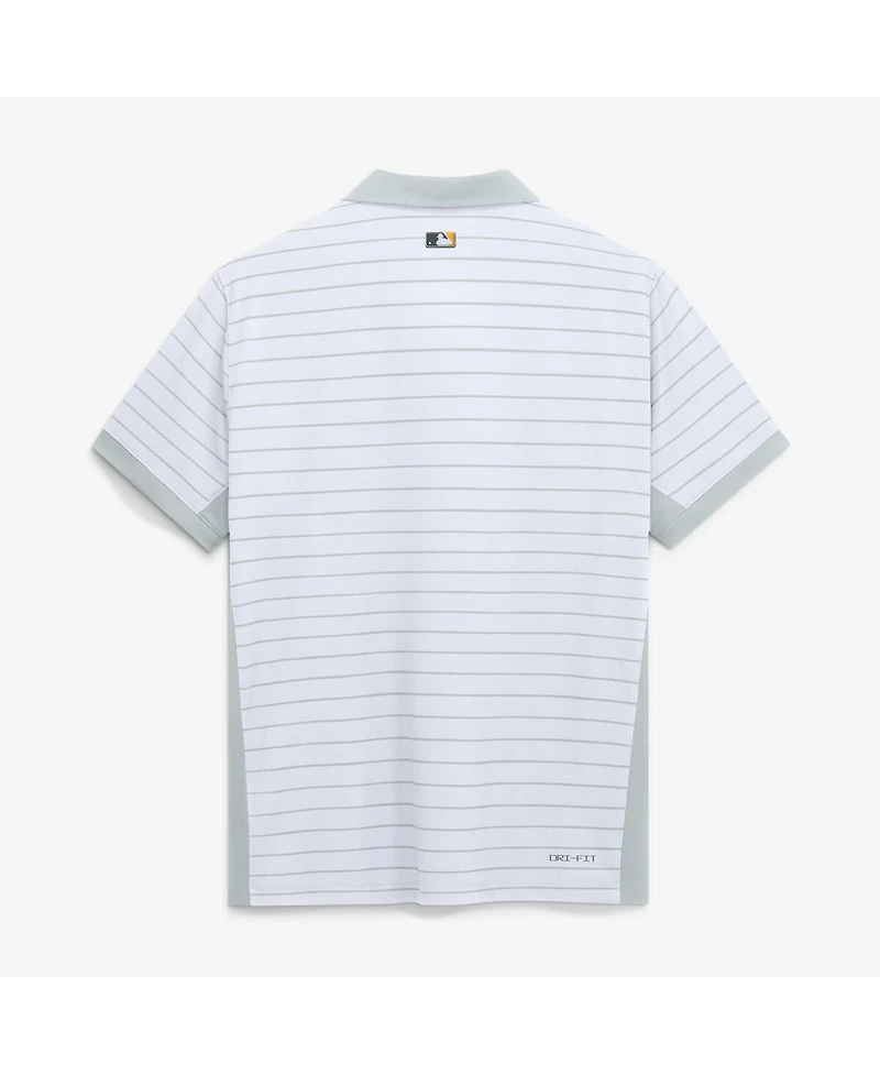 Nike Men's White Athletics Authentic Collection Striped Victory Dri-fit Polo Shirt