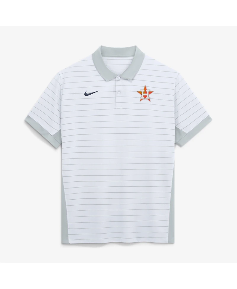 Nike Men's White Houston Astros Authentic Collection Striped Victory Dri-fit Polo Shirt