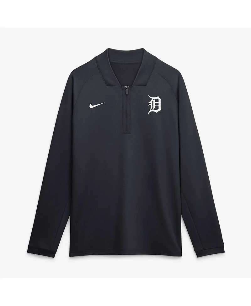 Nike Men's Navy Detroit Tigers Authentic Collection Dri-fit Raglan Half-Zip Pullover