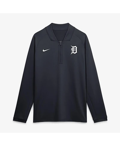 Nike Men's Navy Detroit Tigers Authentic Collection Dri-fit Raglan Half-Zip Pullover