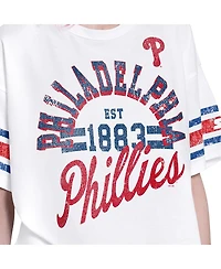 Starter Women's White Philadelphia Phillies Cropped Hurry Up Offense T-Shirt