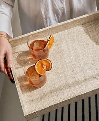 Mariposa Coconut Grove Faux 14" Grasscloth Tray