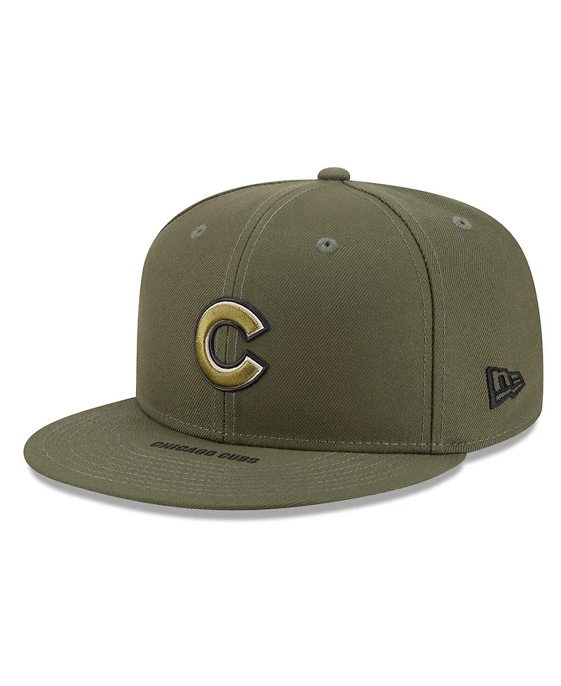 New Era Men's Olive Chicago Cubs 2026 Armed Forces Day 9FIFTY Snapback Hat