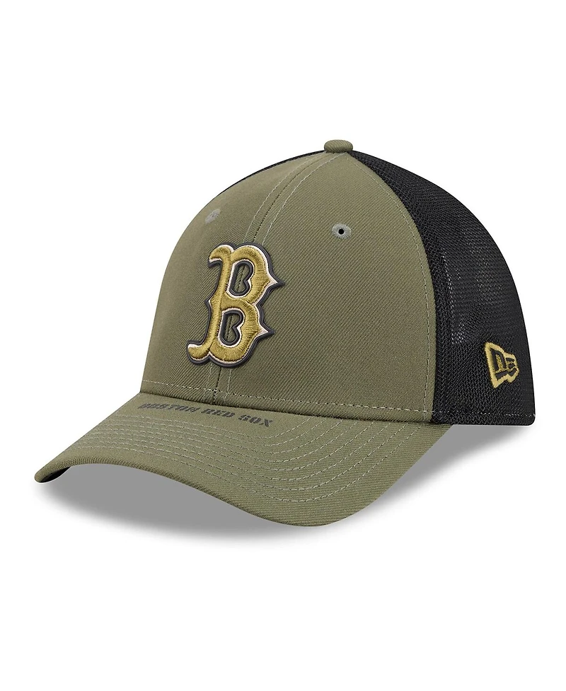New Era Men's Olive Boston Red Sox 2026 Armed Forces Day 39THIRTY M-Crown Flex Hat