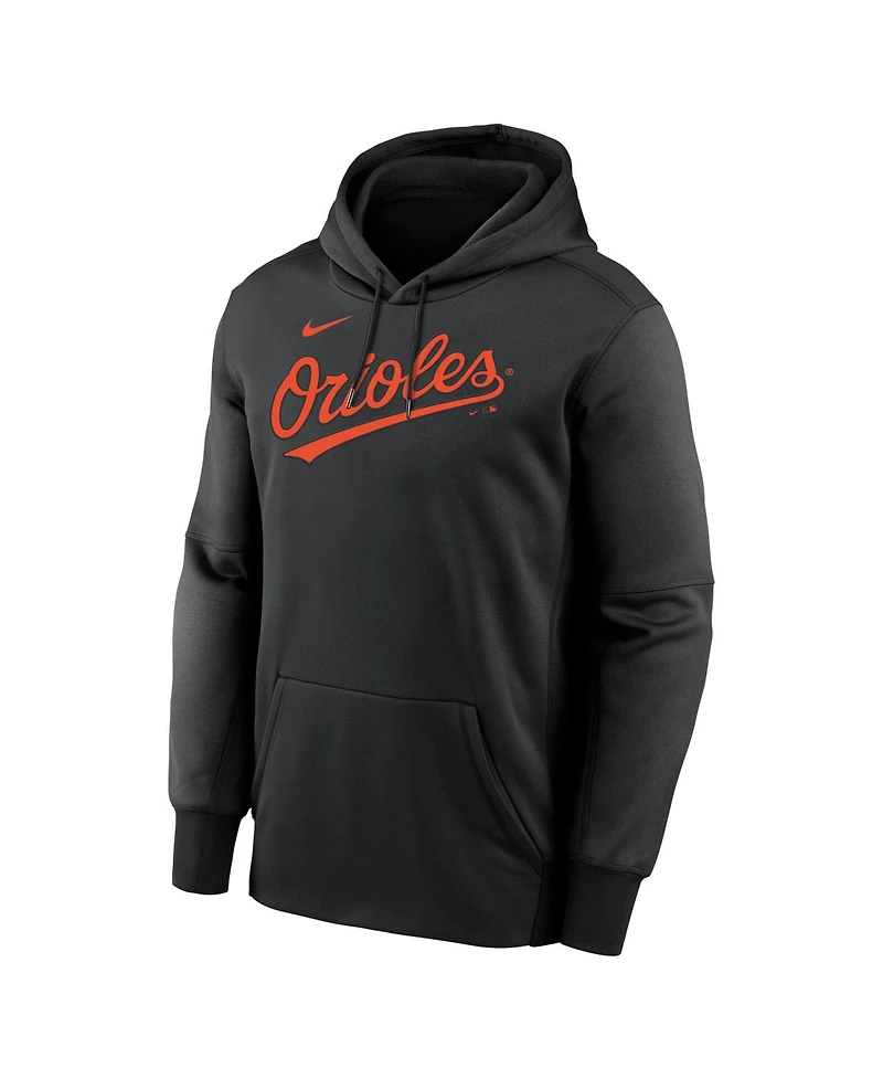 Nike Men's Black Baltimore Orioles Primary Wordmark Therma Hoodie