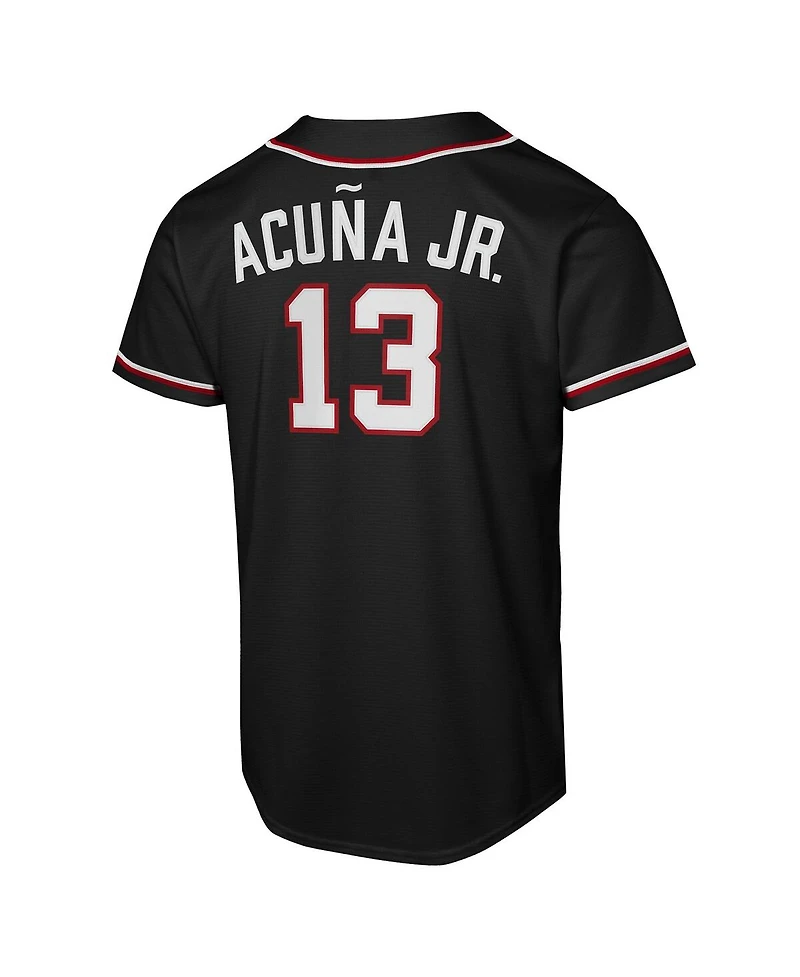 Nike Big Boys and Girls Ronald Acuna Jr. Black Atlanta Braves Fashion Replica Player Jersey