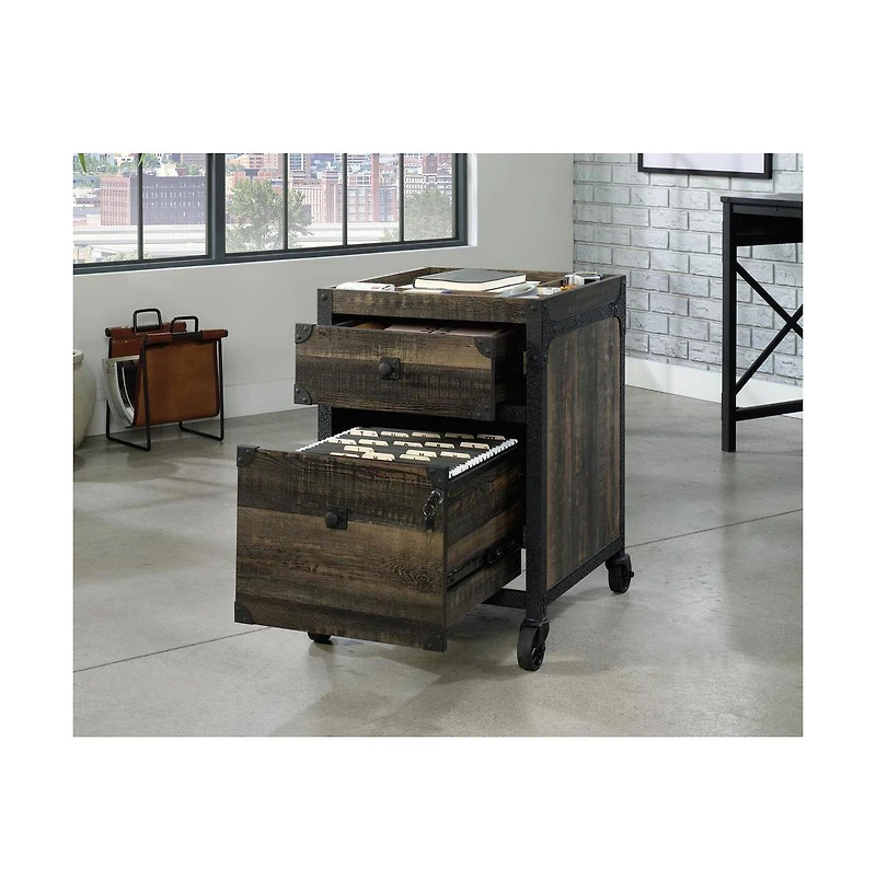 Sauder Foundry Road File Cabinet, Carbon Oak finish