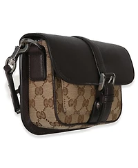 Pre-Owned Gucci Beige Ebony Gg Supreme Canvas Mini Buckle Crossbody Bag