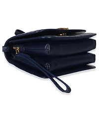 Pre-Owned Balenciaga B. Navy Croc Small Shoulder Bag