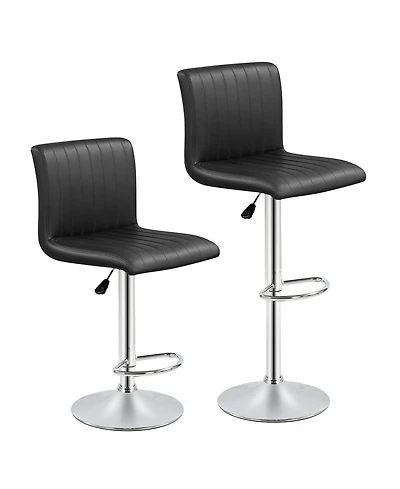 Gymax Bar Stools Set of 2 Adjustable Swivel Barstools with Footrest for Kitchen