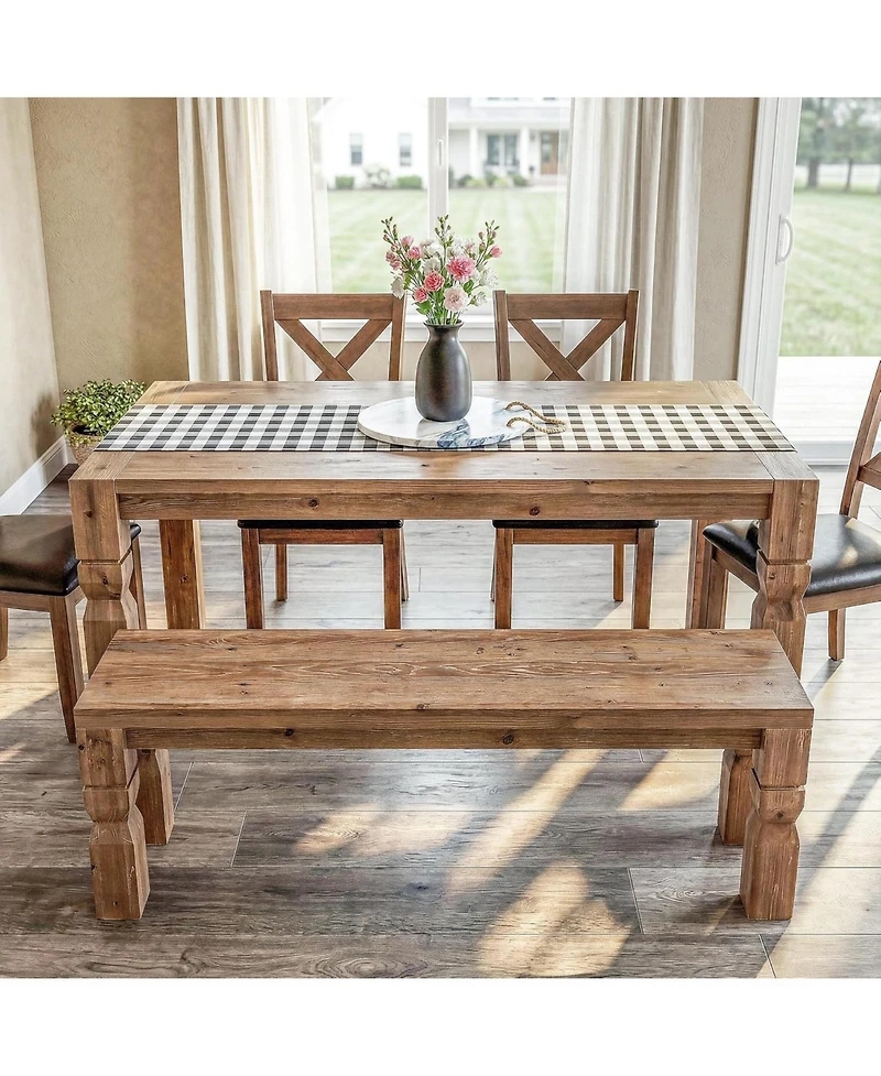 Tribesigns Solid Wood Bench, Farmhouse Wooden Bench Seat, End of Bed, Dining Bench
