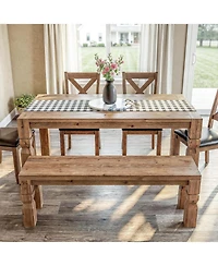 Tribesigns Solid Wood Bench, Farmhouse Wooden Bench Seat, End of Bed, Dining Bench