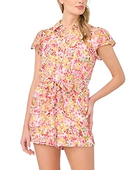 CeCe Women's Short-Sleeve Collared Romper