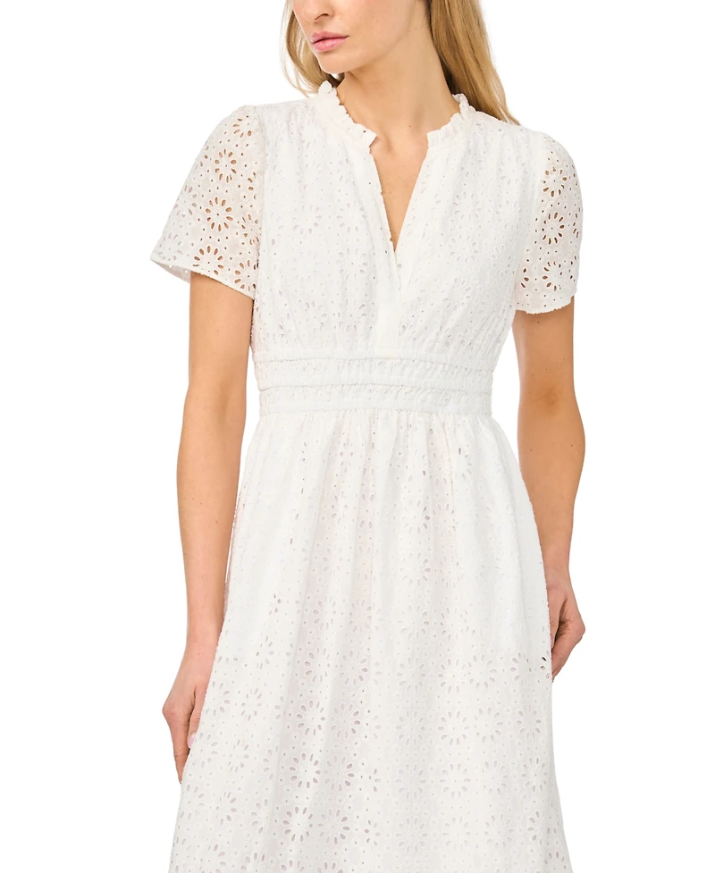 CeCe Women's Short-Sleeve Elastic Waist Maxi Dress