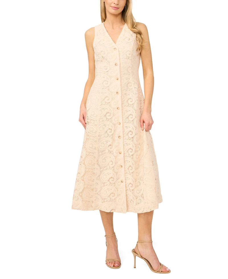 CeCe Women's Sleeveless V-Neck Midi Dress