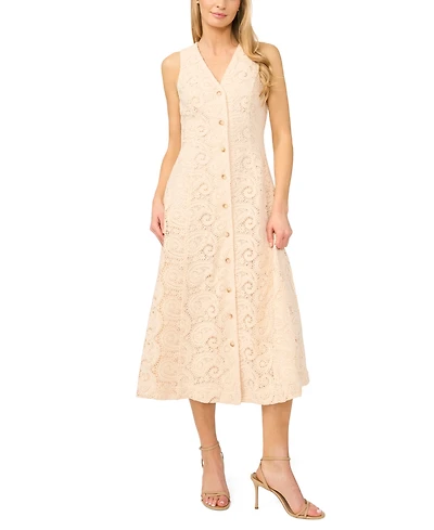 CeCe Women's Sleeveless V-Neck Midi Dress
