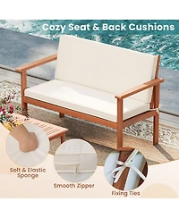 Slickblue Patio Furniture Set 4 Piece Acacia Wood Chairs with Table