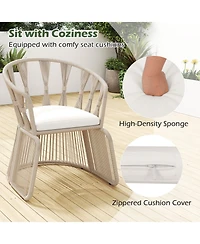 Slickblue Outdoor Rope Woven Chair Set 3 Piece with Seat Cushions