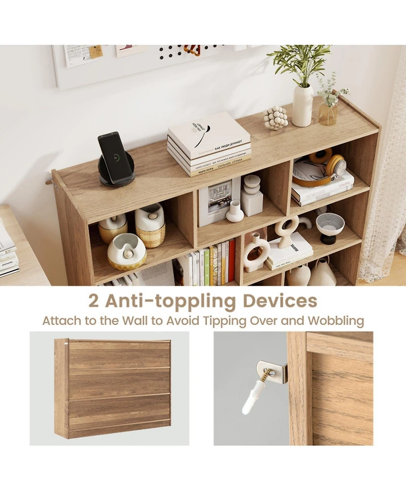 Gouun 8-Cube Open Bookcase with Raised Edge Top
