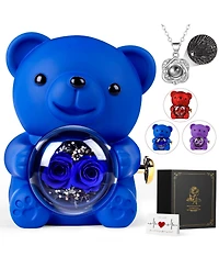 Gnuadz Rose Bear Necklace Gift Box Preserved Flower