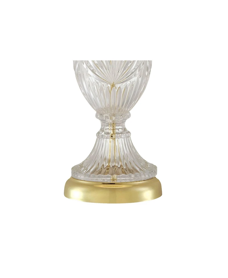 Regency Hill Traditional Table Lamp 26.5" High Brass Cut Glass Urn Accent Hardback Drum Shade Living Room Bedroom Bedside Nightstand