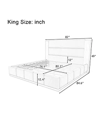 Streamdale Furniture Upholstered Platform Bed Frame with Extended Wood Headboard