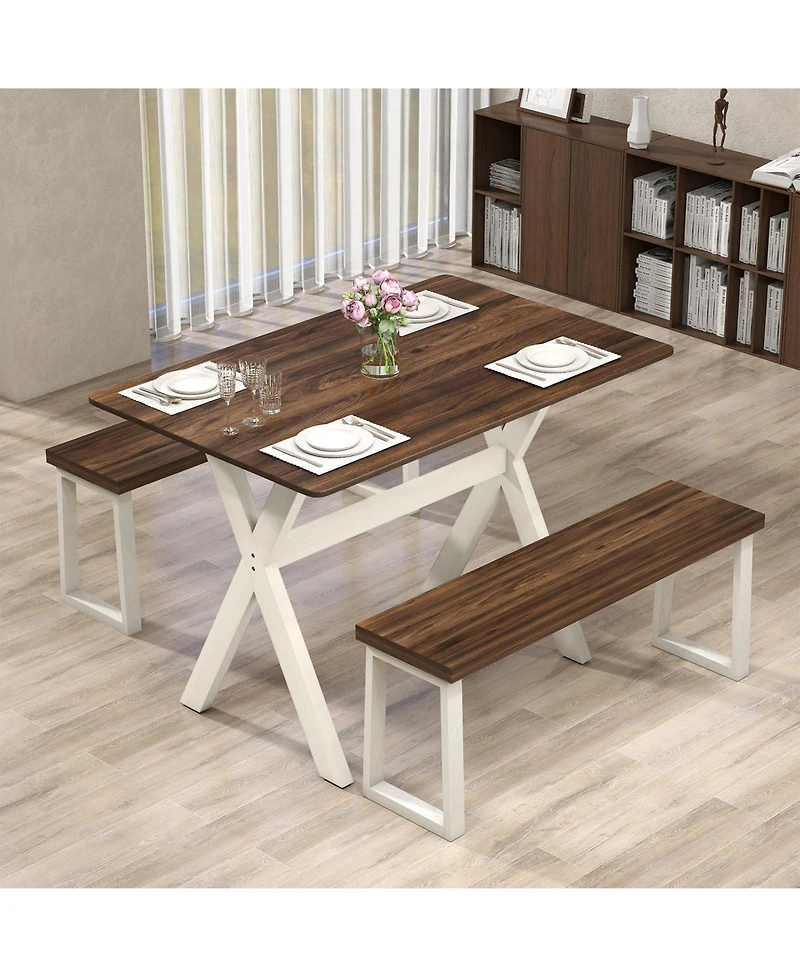 Slickblue Modern Wooden Dining Table with X Shaped Frame Kitchen Table